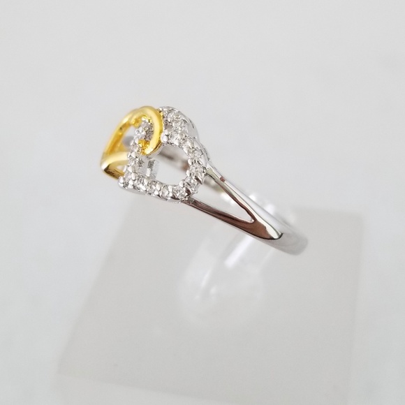 Sterling & 18k Hearts Ring - Picture 5 of 8